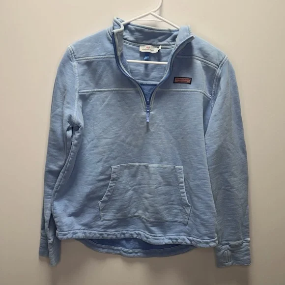 EUC Vineyard Vines Heather Blue 1/4 Zip Long Sleeve Pullover Size M 100% Cotton - Picture 2 of 7